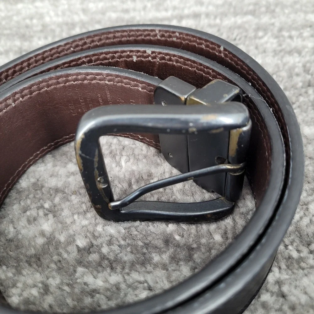 Levi Strauss Mens Genuine Leather Belt Black Reversible Metal Buckle Size‎ 44